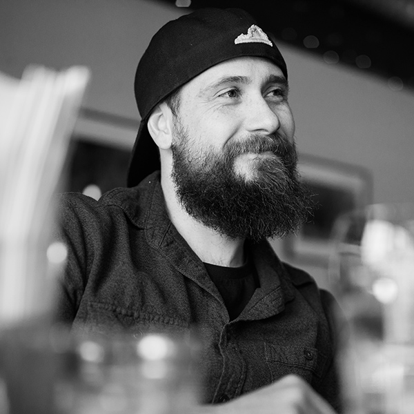 Portrait of commercial photographer Bradley Phillips in black and white