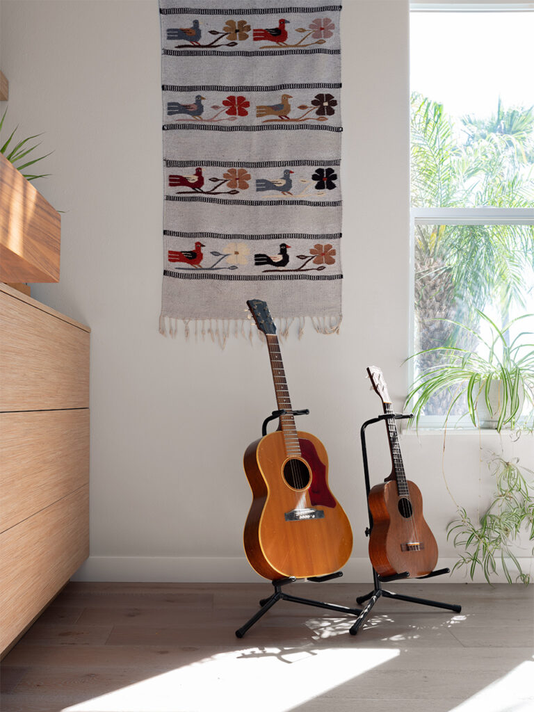 Vista residential interiors Architectural Photography Bradley Phillips Two guitars by window light